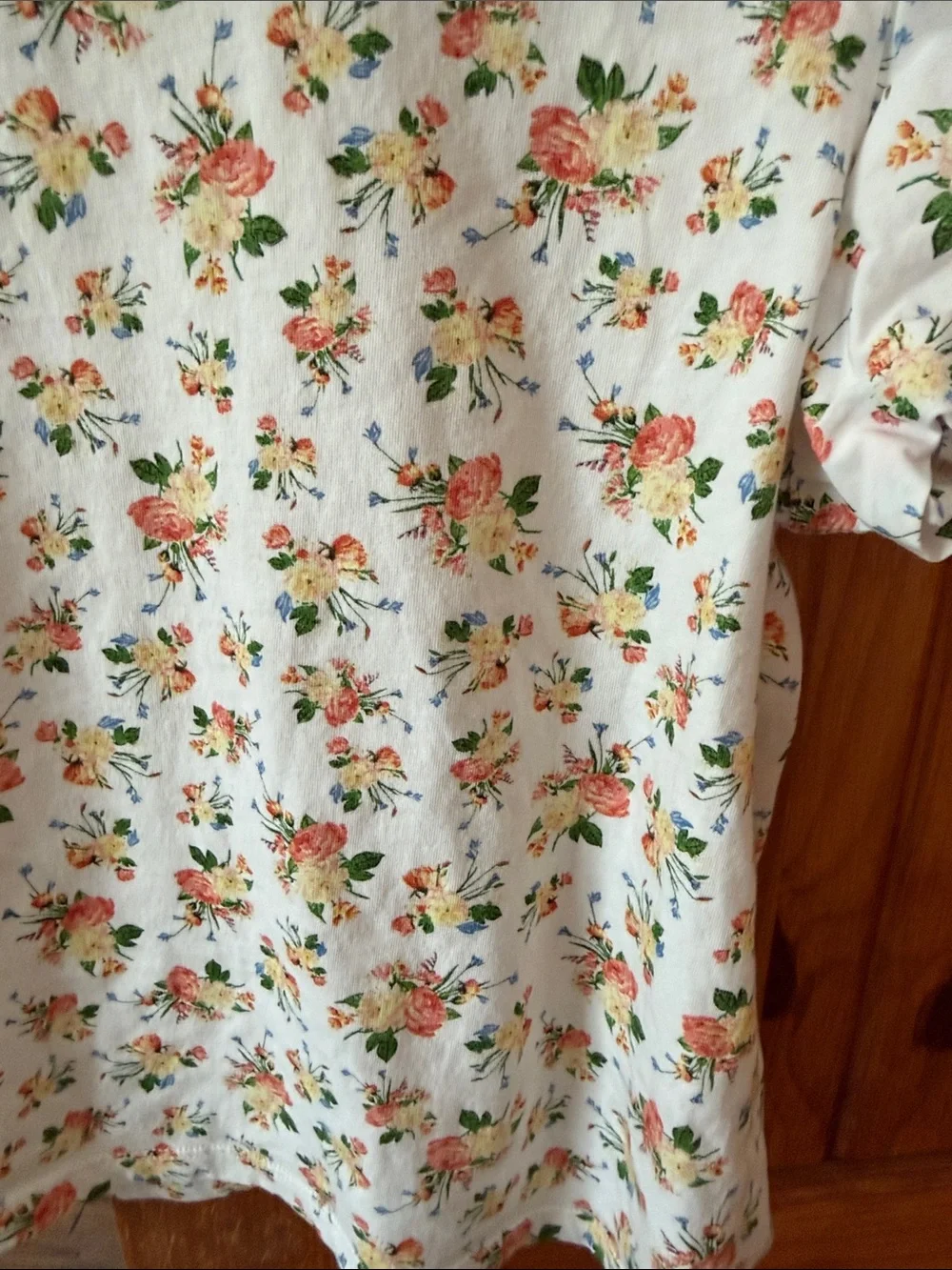 ZARA Floral orange yellow Puff Sleeve 100% Cotton Top Size Medium Like New